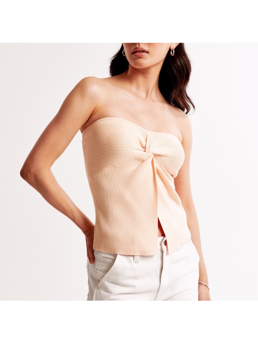 Abercrombie & Fitch Light Pink Twist Sweater Tube Top- Peach